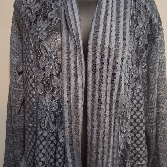 This & That Elegant Gray Women's Cardigan 2XL Festival Coachella Lace Floral - Picture 3 of 14